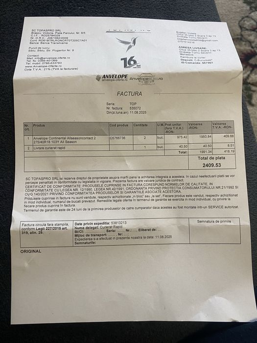 Vand cauciucuri Continental all seazon 275/40/r18 103y