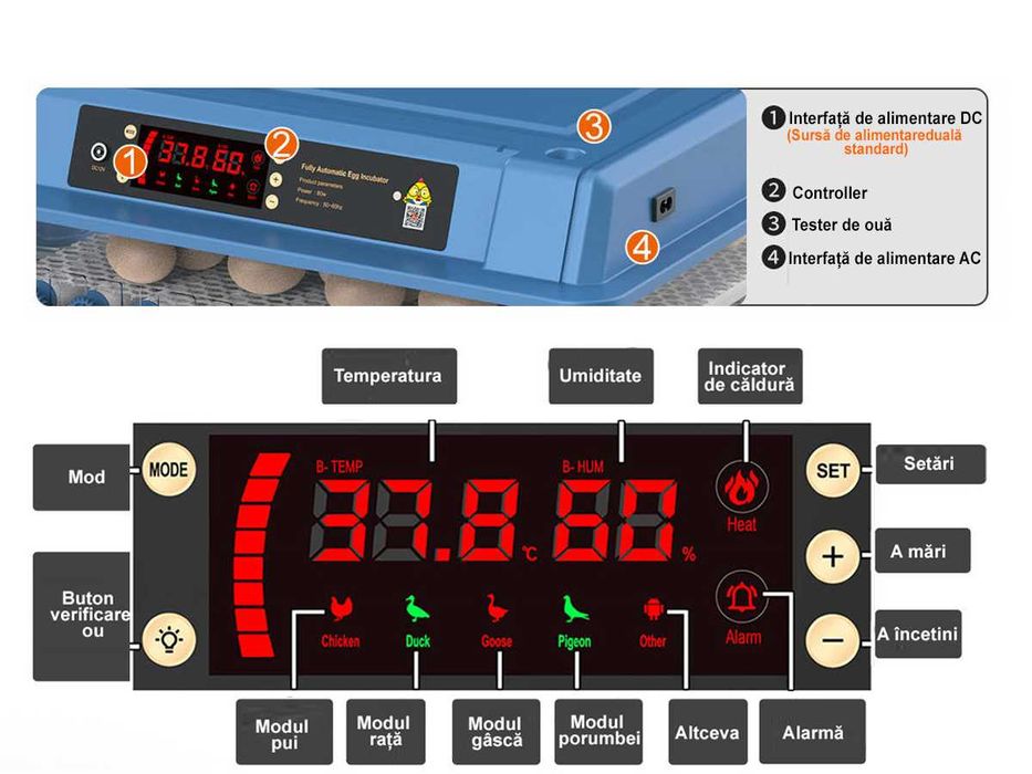 Incubator Mare Automat pentru 200 de Ouă