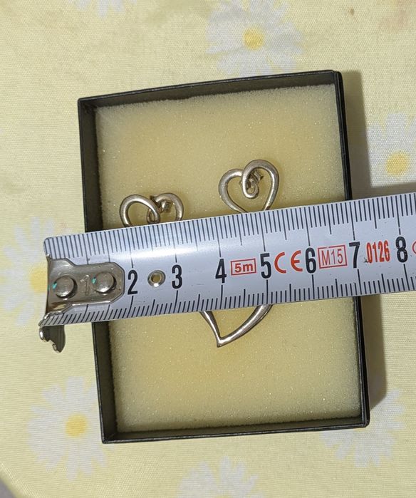 Комплект сребърни обеци и висулка сърце