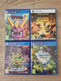 Лот детски игри PS4 / PS5 - Smurfs + Turtles Ninja + Crash + Spyro