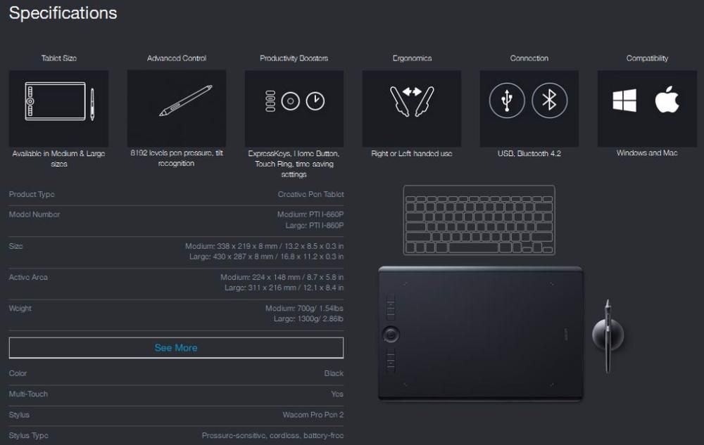 Графический планшет Wacom Intuos Pro Large PTH-860 размер A4