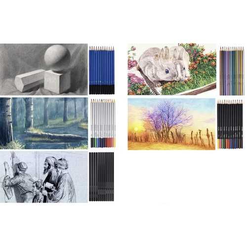 Комплект графитни моливи за рисуване и скициране 74 части