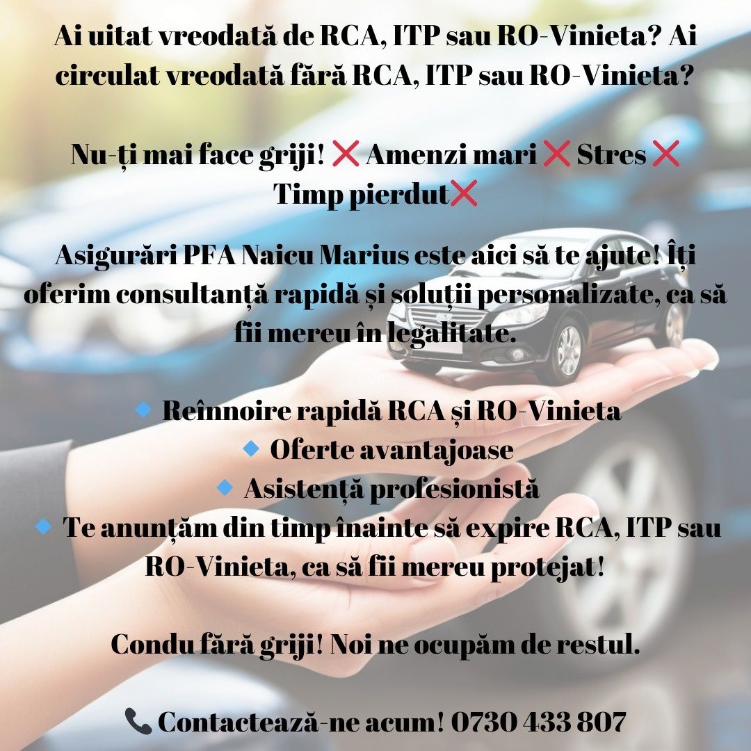ASIGURARI de orice tip cu plata in rate si RO-VINIETE cu TBI bank, RCA