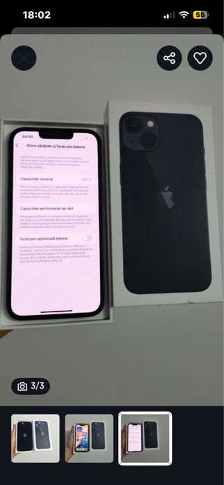 Iphone 13 black,128 gb,100% baterie