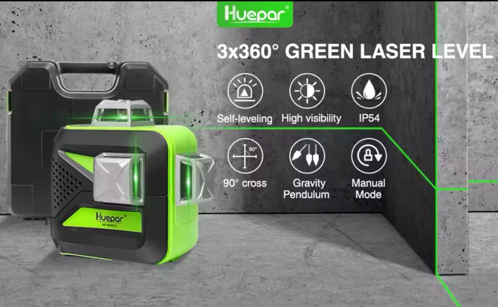 3 D лазерен нивелир Huepar 603 CG-H ! Професионален лазер 12 линии  !