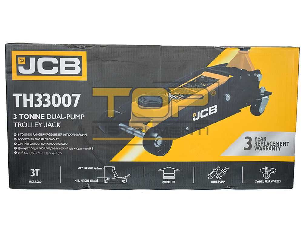 Крик хидравличен, нископрофилен, крокодил, 3т., 2 помпи, JCB TH33007