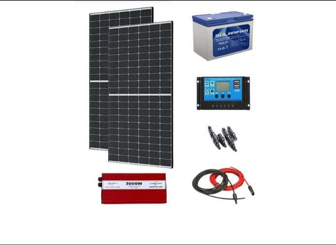 kit solar panou 100W-180W invertor 3000W baterie100ah camping,iluminat