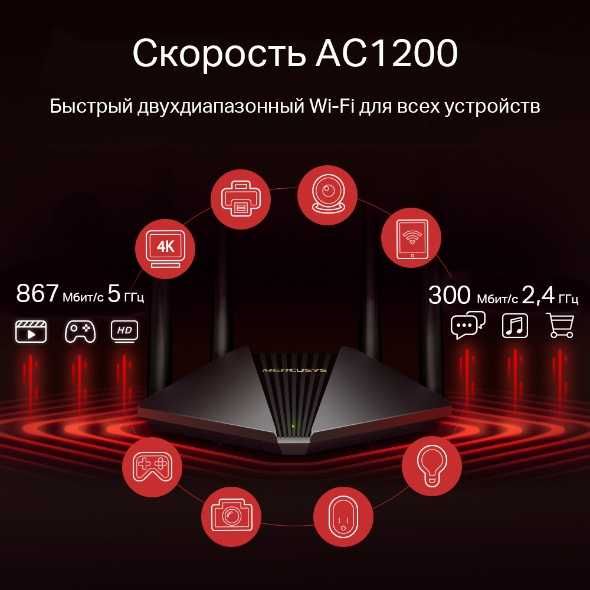 Двухдиапазонный гигабитный роутер Wi‑Fi AC1200 с MR30G поддержкой Mesh
