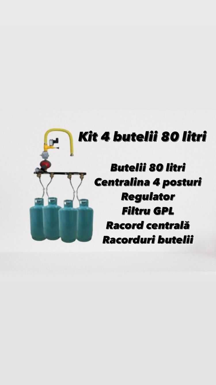 Kit 4 butelii/GPL/80 Litri/centralina/regulator/racorduri/filtru