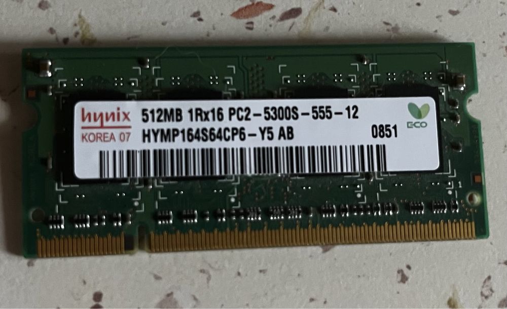 RAM DDR2 Hynix 512MB 1Rx16 PC2-5300S-555-12 HYMP164S64CP6-Y​5 AB 0851
