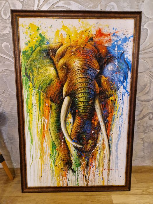 Картина масло арт слон