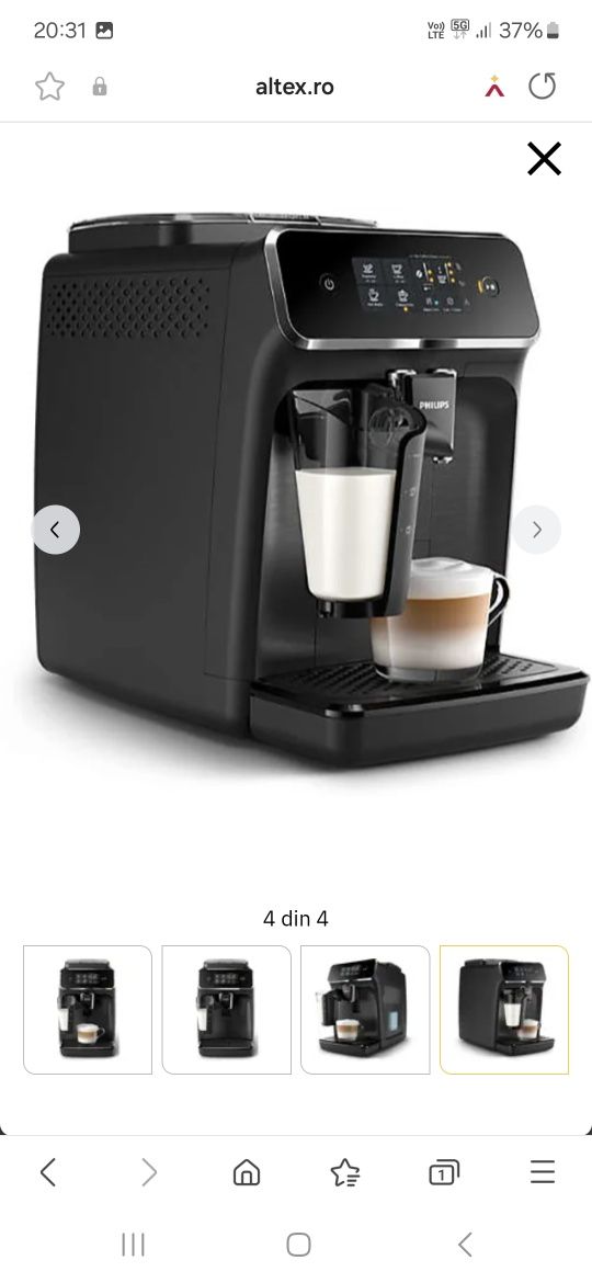 Espressor automat PHILIPS Seria 2200 LatteGo EP2230/10, 1.8l, 15 bar,