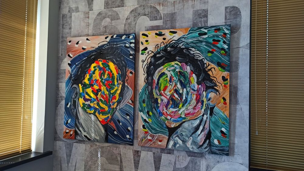 Картины парные холст масло абстрактная живопись