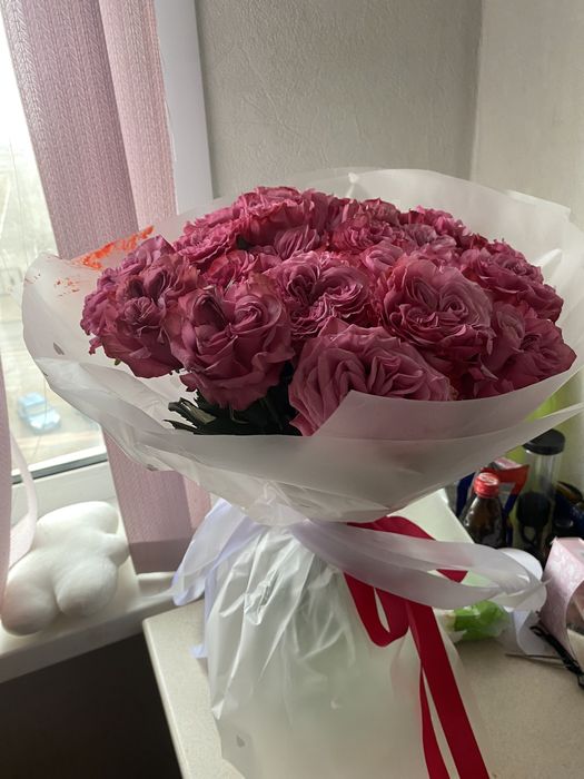 цветы розовый 25 штук