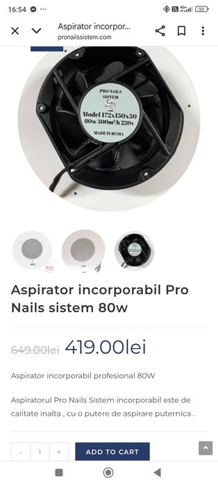 Aspirator incorporabil Pro Nails sistem 80w