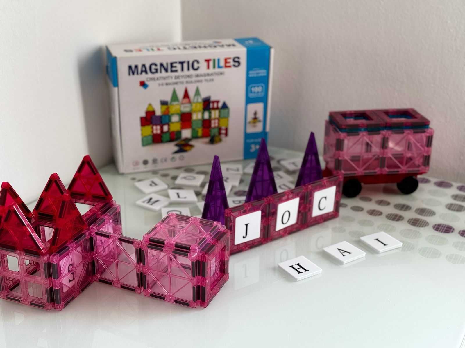 Set constructie magnetic 3D nou, 100 piese, multicolor, 2+ ani