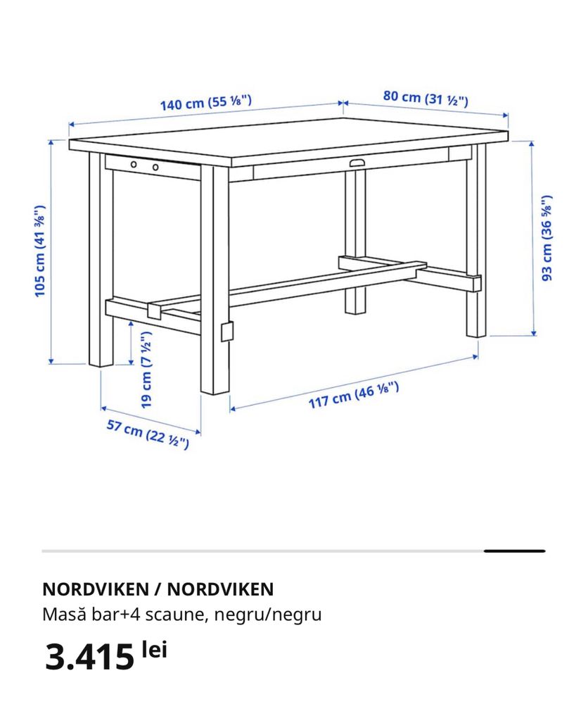 Vand masa Ikea Nordvinken