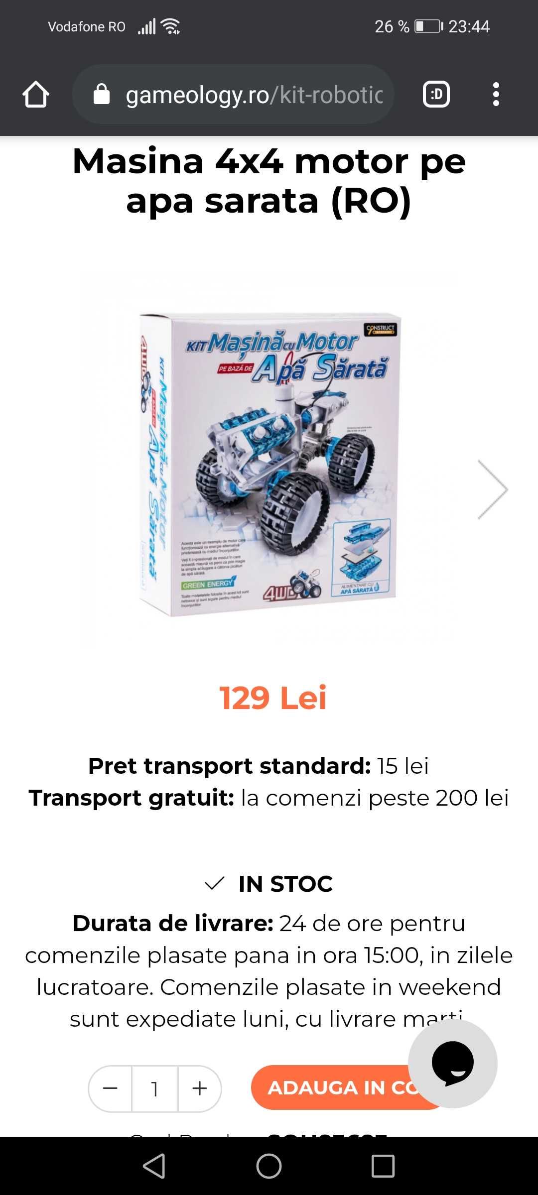 Kit masină cu motor pe baza de apa sarata