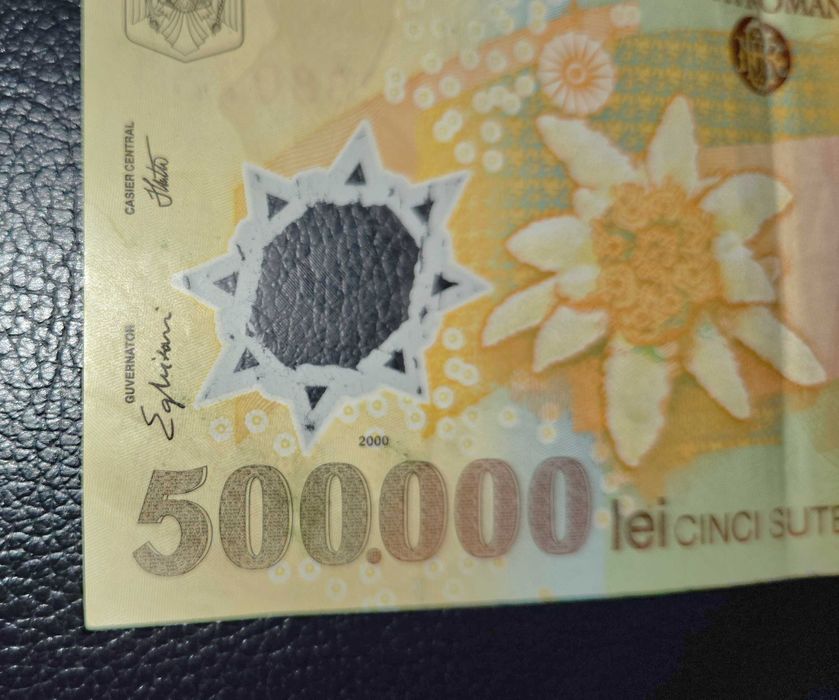 Bancnota de 500.000 pentru colectie original semnata de Ghizari