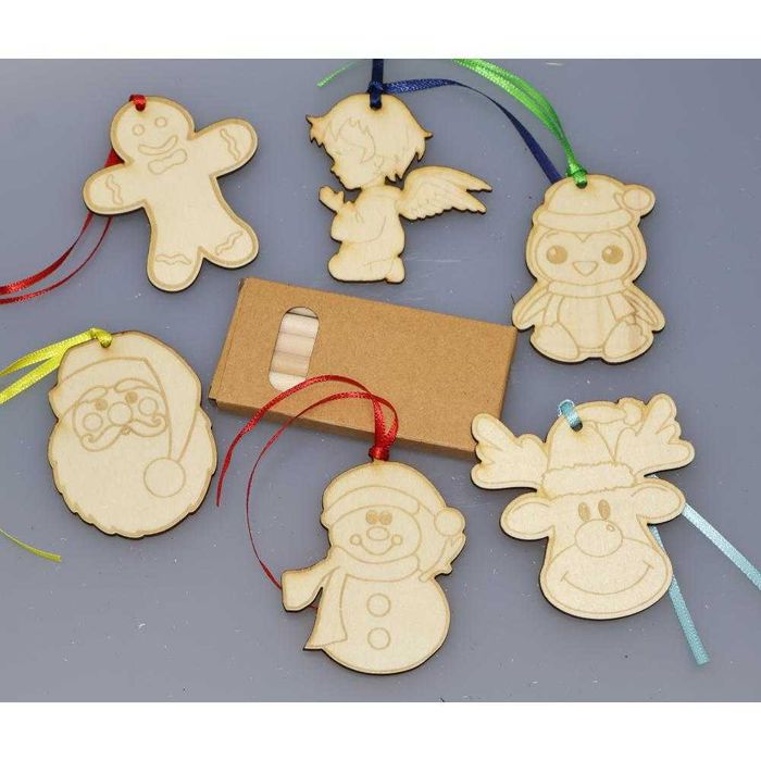 Творчески комплекти с дървени фигурки за оцветяване с подарък