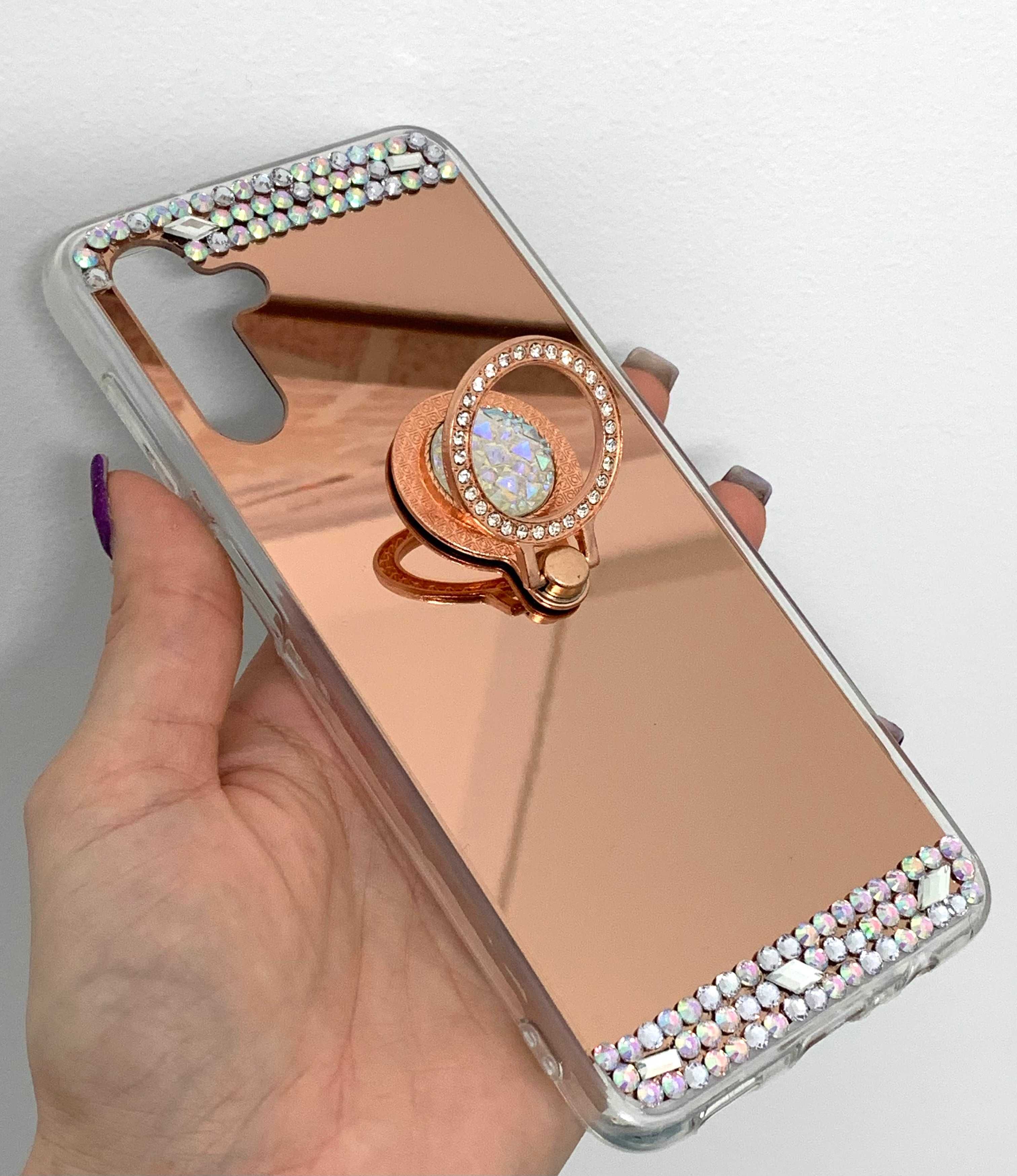 Husa oglinda cu pietricele si inel pt. Samsung S23 / S23 FE / S23 plus