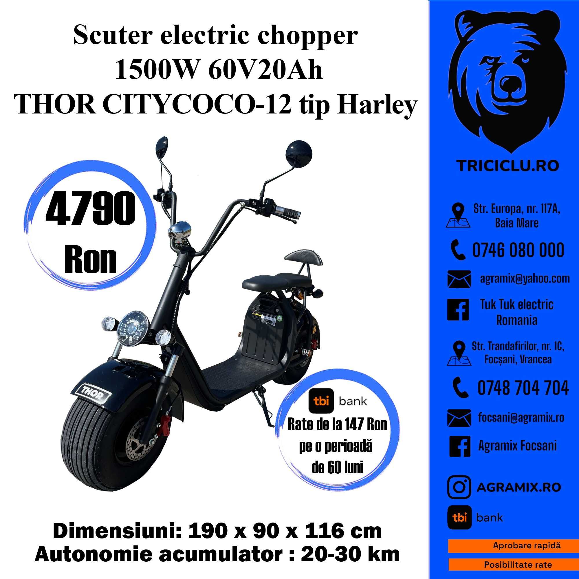 Scuter electric tip Harley marca Thor CityCoco-11-12-13 noi Agramix