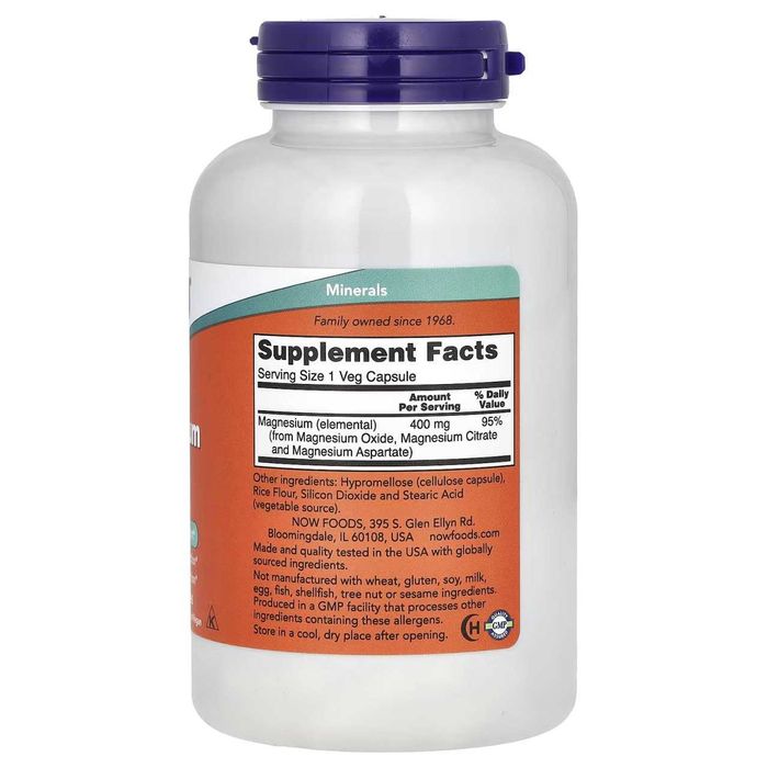 NOW Foods, магний в капсулах, 400 мг. Magnesium, Magniy