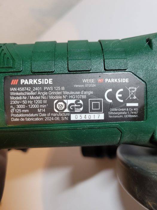 Ъглошлайф Parkside PWS 125 I8