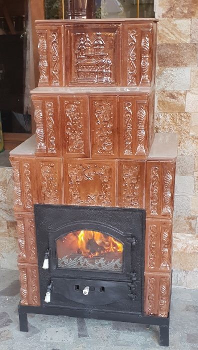 Semineu teracota 5R cu geam mare