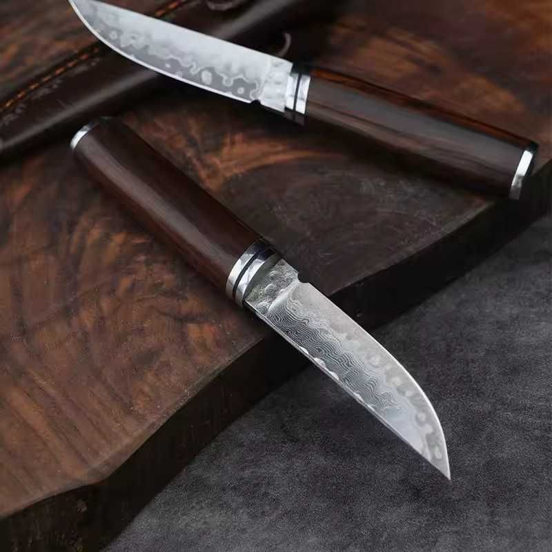 Cutit japonez Samurai, Otel inoxidabil Damasc, teaca piele