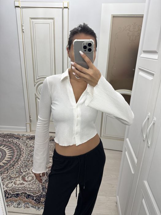 Вафельная стрейч рубашка