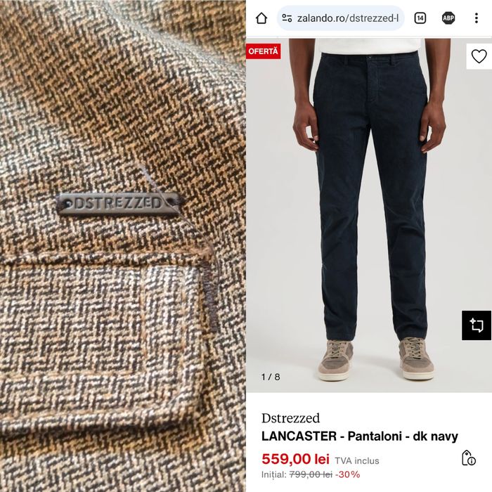 Pantaloni chino Bărbați, Dstrezzed, Lancaster Chino, Tailor Fit - W34