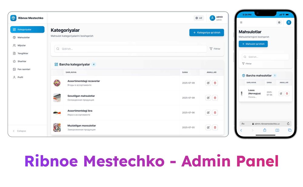 Разработка Веб-сайтов / Veb-saytlar ishlab chiqish / CRM /Админ панель