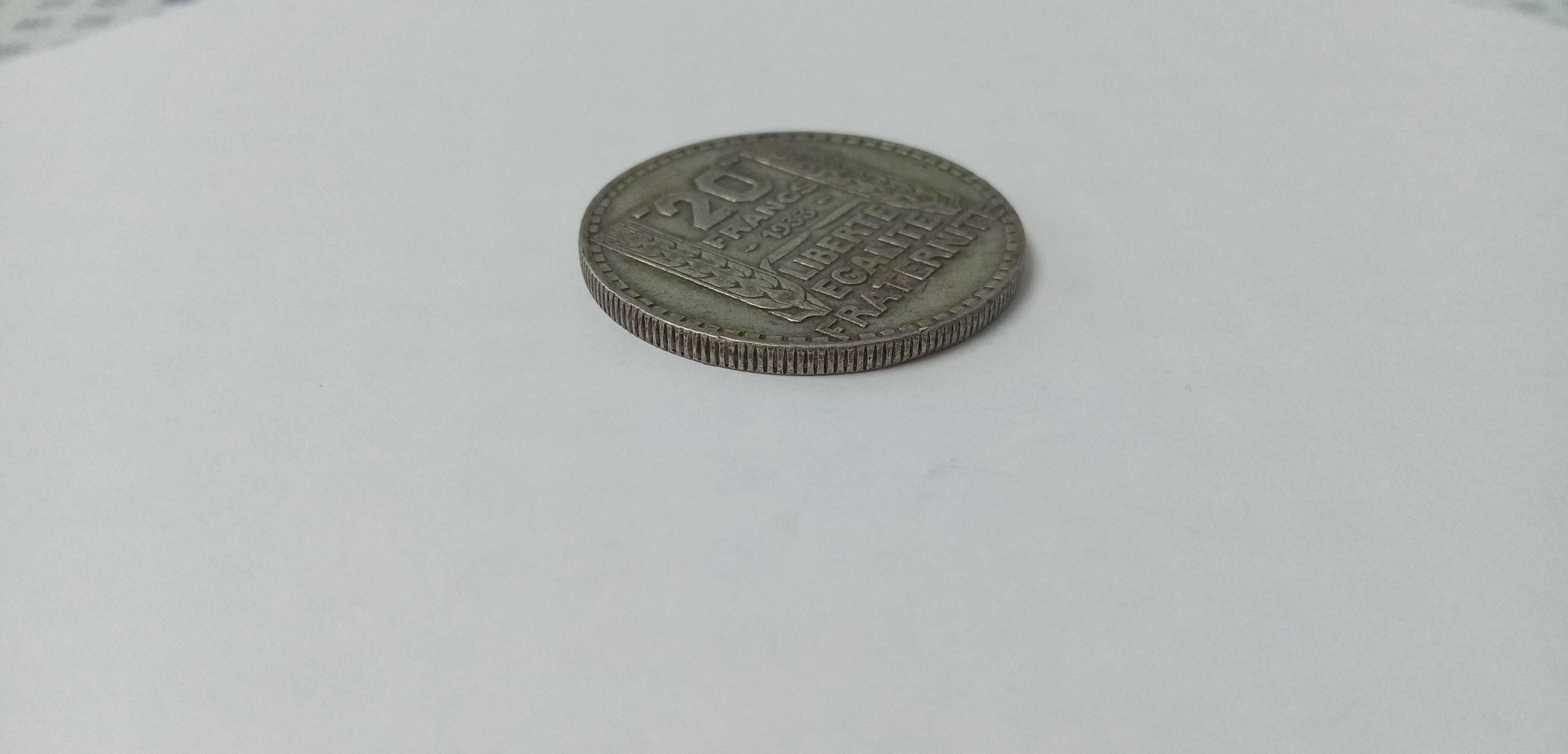 Moneda argint 20 franci 1933