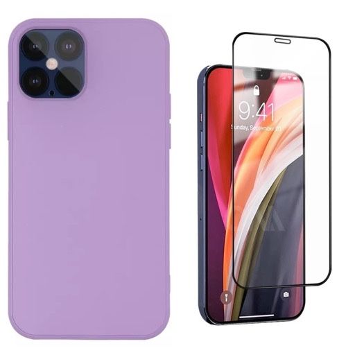 Husa Catifea Alcantara Case + Folie Sticla - Iphone 11/12 PRO