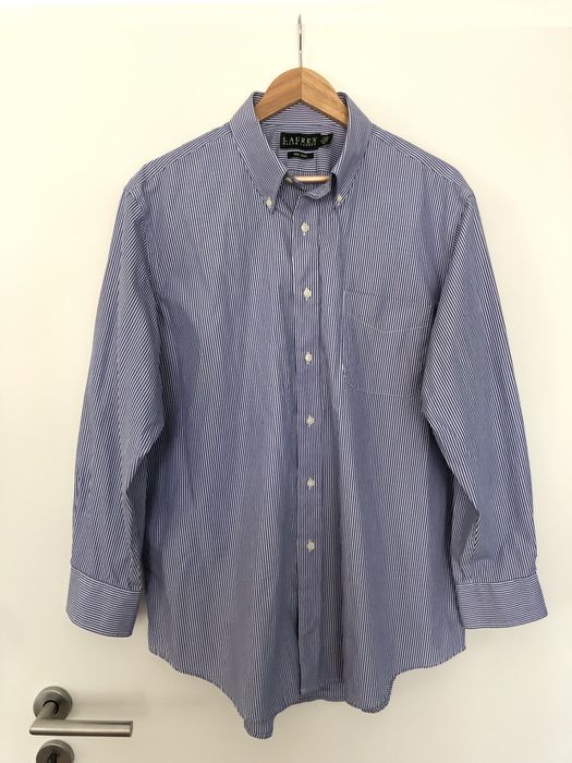 Camasa in dungi RALPH LAUREN, alb-albastru, marime XL