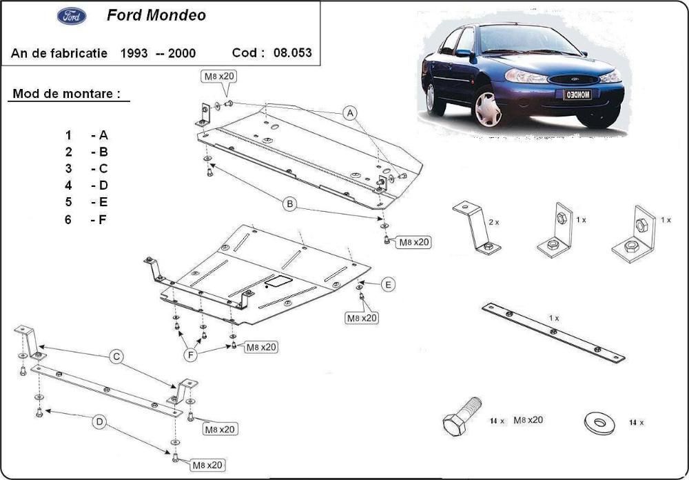 Scut metalic pentru motor Ford Mondeo 1993-2000 - otel 2mm