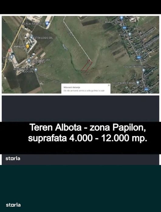Teren Albota - Papilon 12.000mp, posibilitate parcelare