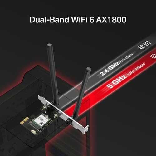 Нов Wi-Fi 6 PCIe адаптер AX1800 + Bluetooth 5.4, широк обхват, MU-MIMO