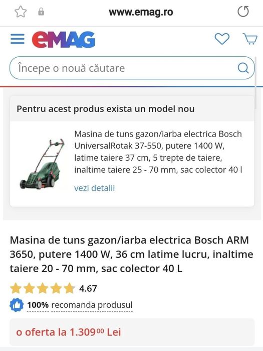 Masina de tuns gazon Bosch