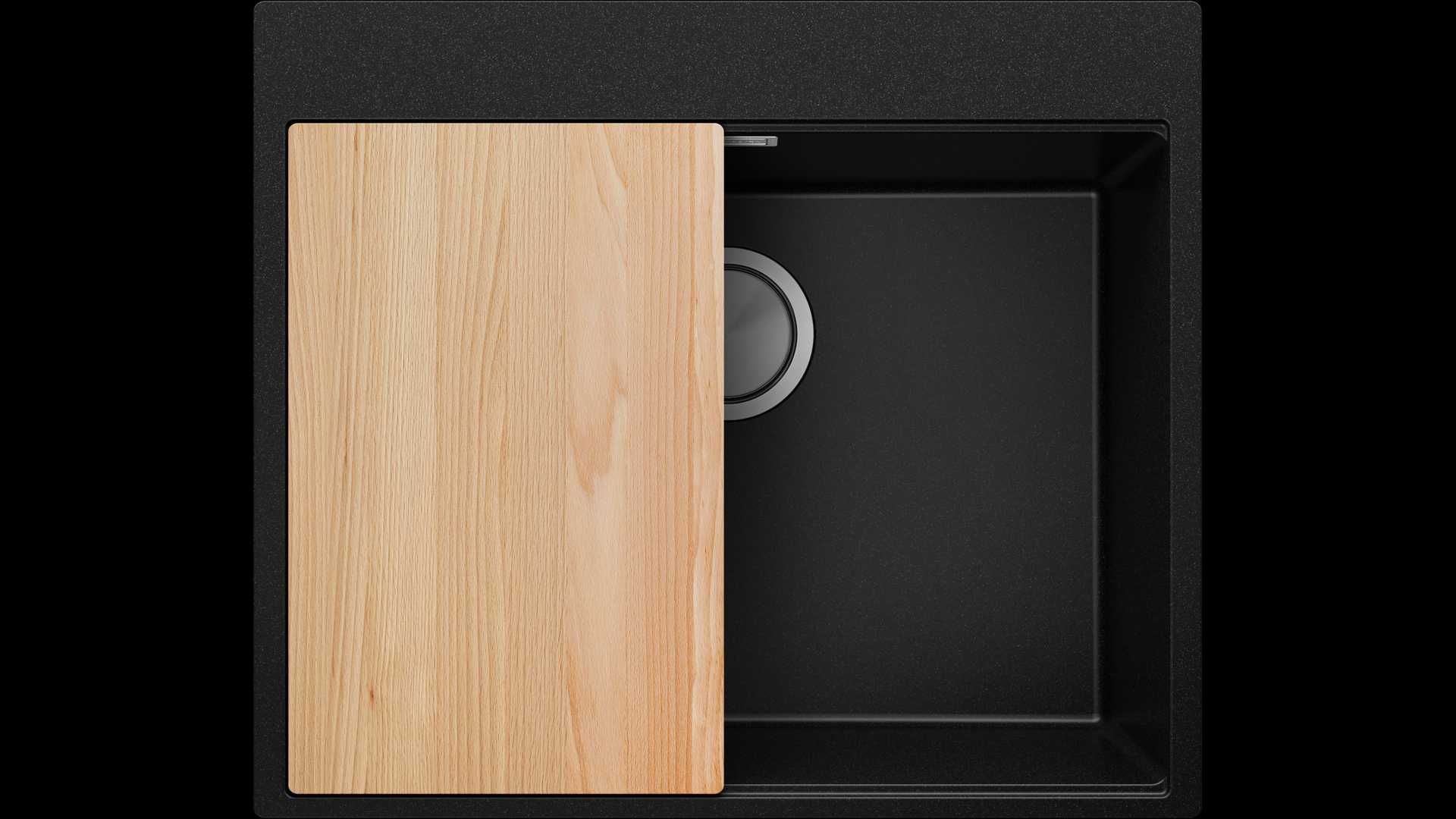 Кухненска Мивка от гранит  Осло XL ТОП+Аксесоар  580 x 500 mm - Графит