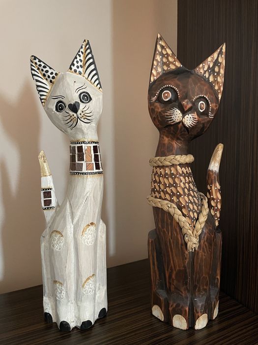 Дървена декоративна котка