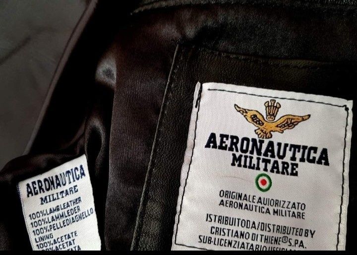 Geaca Aeronautica Militare tip aviator, piele naturala,guler detasabil