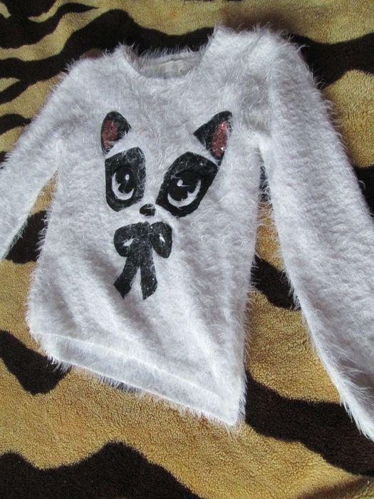 pulover alb pufos fetite H&M  134