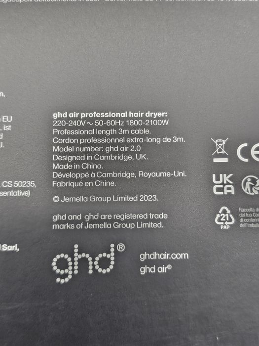 Uscator de par ghd Air Hairdryer 2.0, 2100W, Negru, Produs Nou