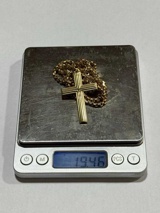 Мъжки златен синджир с кръст 14К