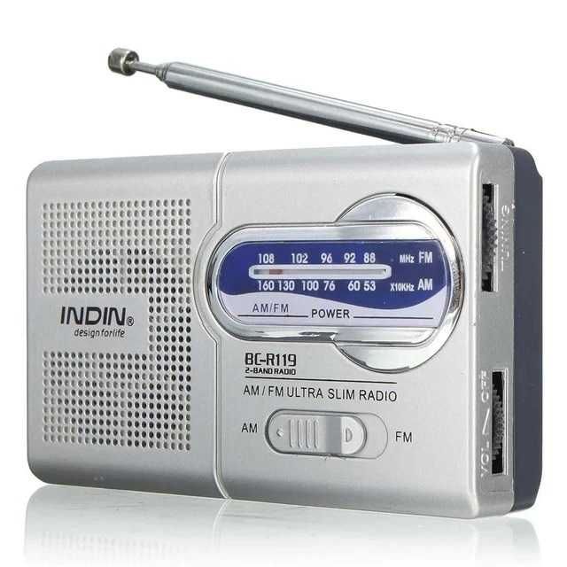 Radio AM FM mini, portabil, stereo, cu 2 baterii AA