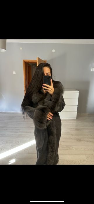 Палто от вълна алпака и естествен косъм