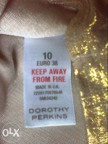 rochie aurie Dorothy Perkins pt. petreceri și evenimente