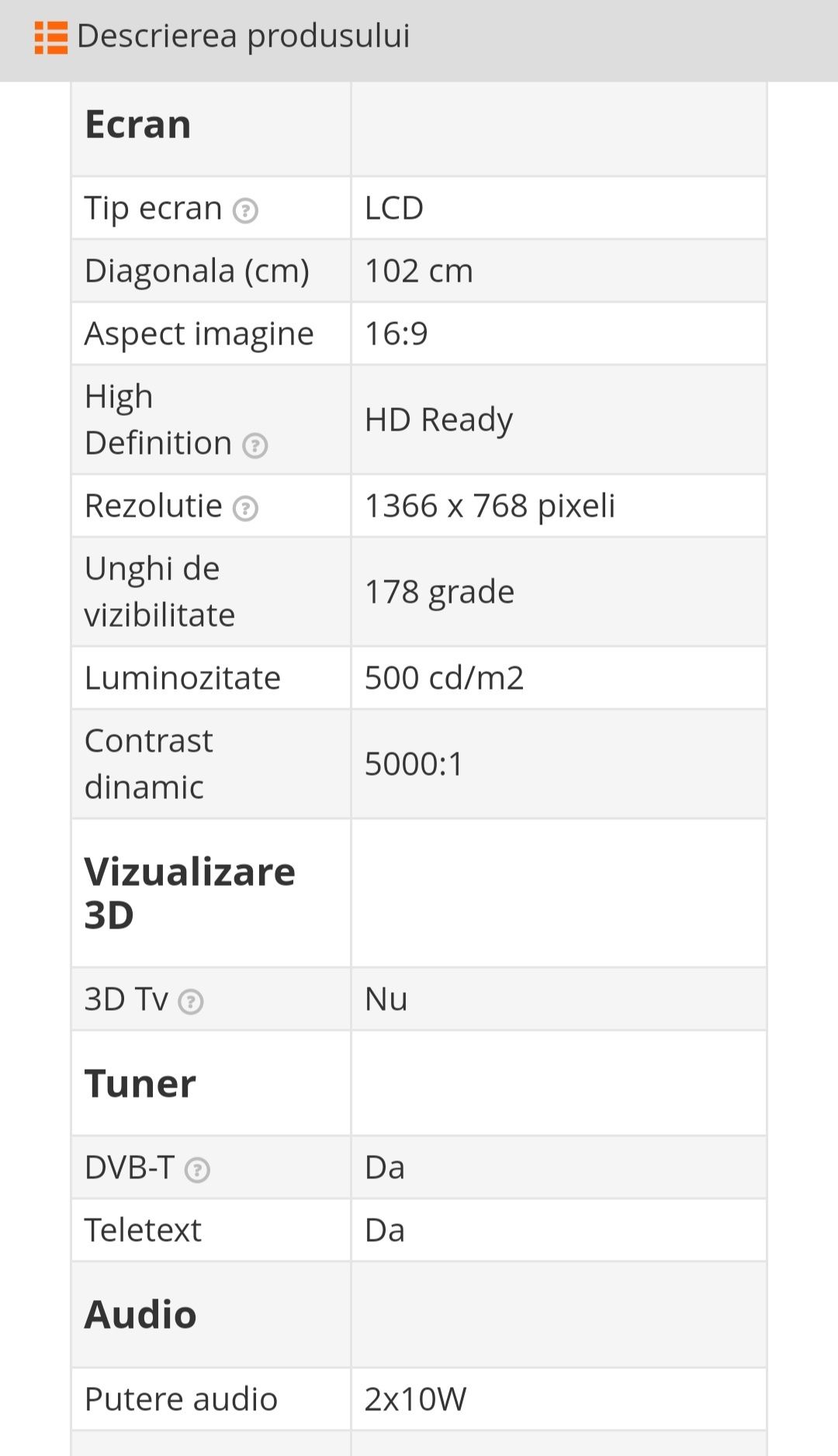 Televizor LCD SONY BRAVIA KDL 102 cm